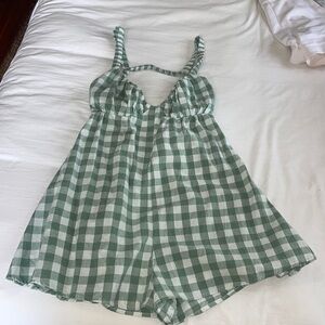 Princess Polly Gingham linen romper
